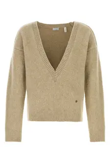 Burberry Women's Cappuccino Wool Blend Sweater in Beige O Tan