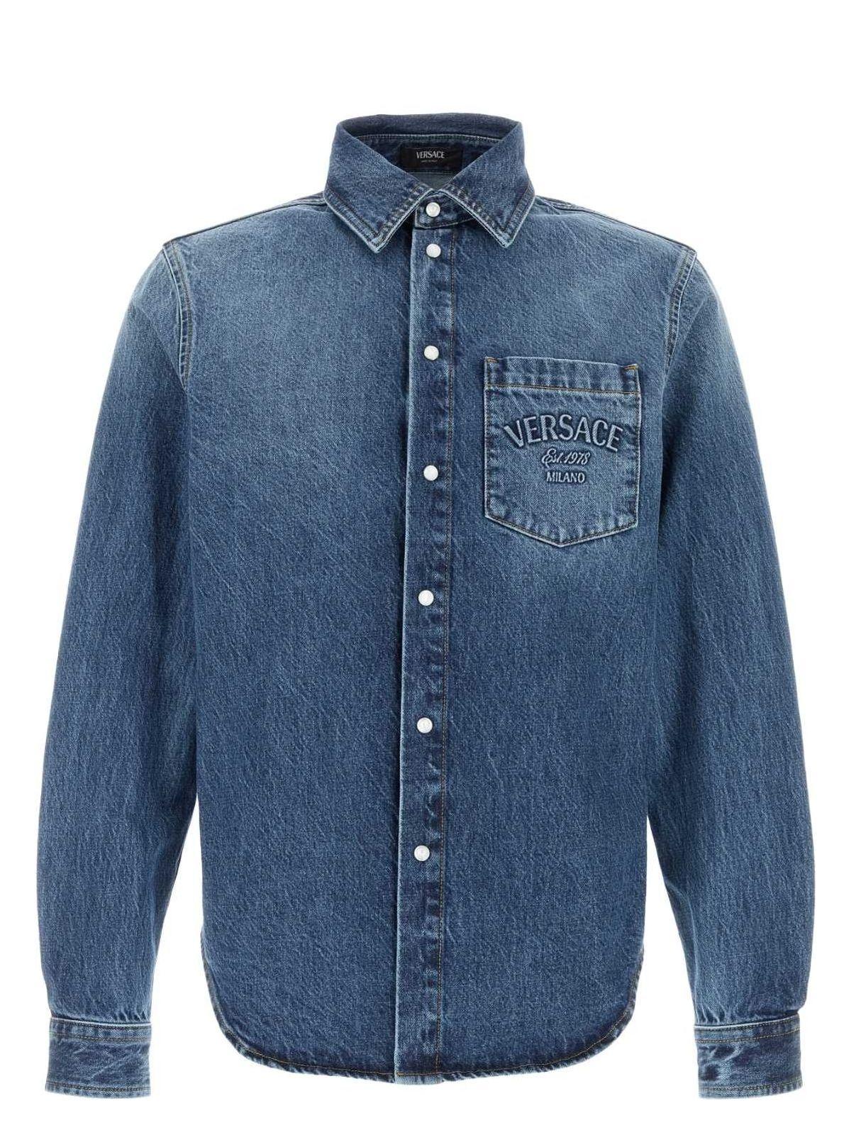 Versace Women's Denim Shirt in Light Blue