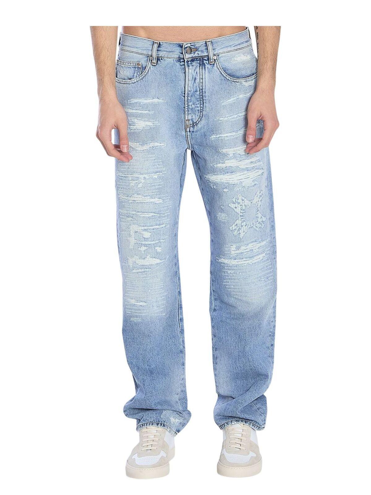 Amiri Men's Ma Quad Repaired Jeans in Light Blue