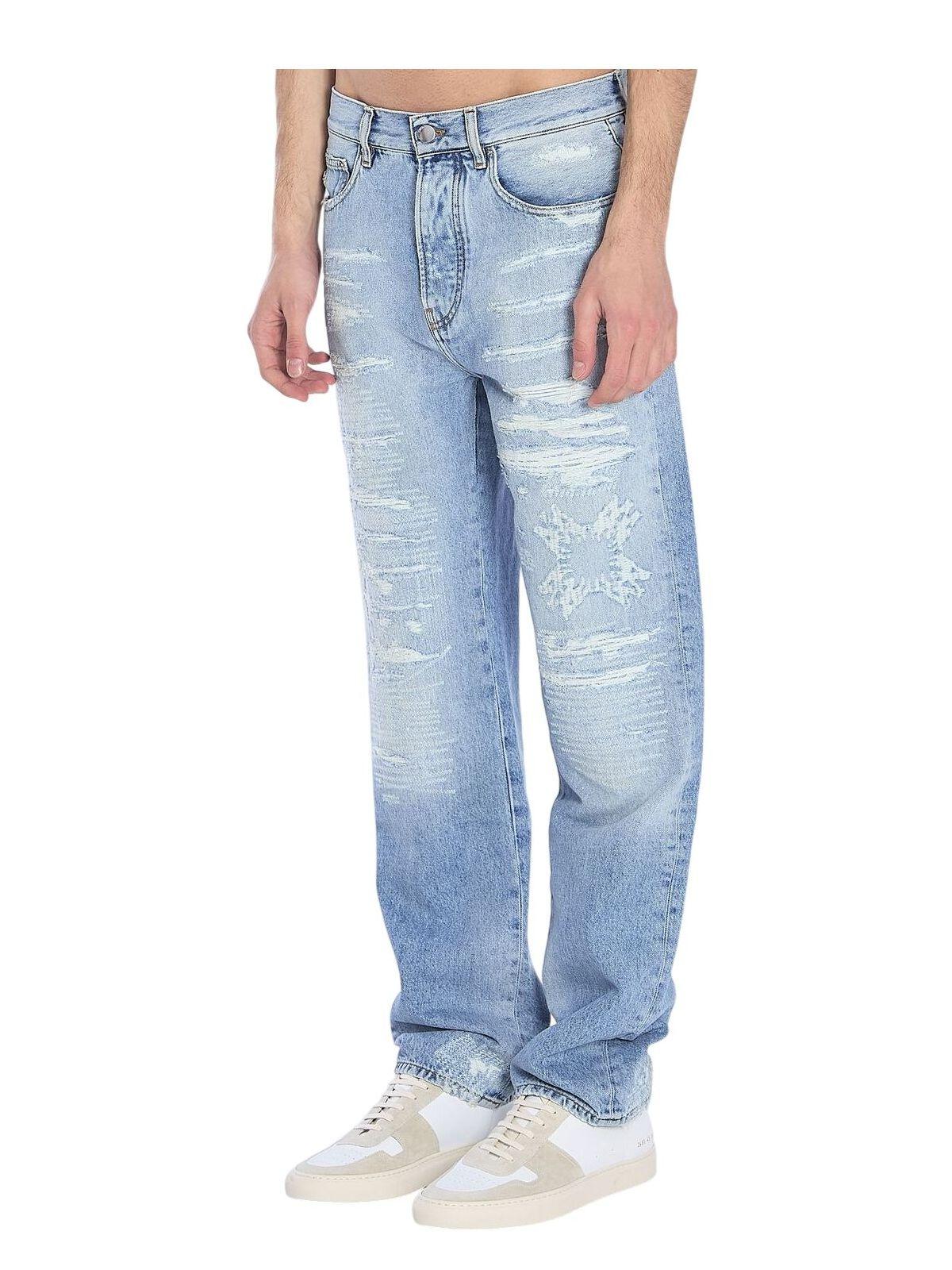 Amiri Men's Ma Quad Repaired Jeans in Light Blue