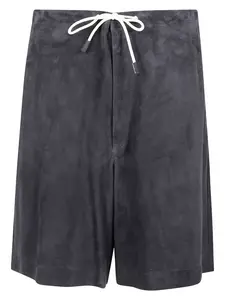 Emporio Armani Men's Dark Suede Bermuda Shorts in Blue