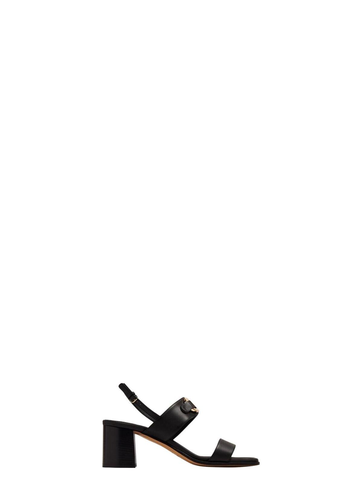 Ferragamo Women's Gancini Black Wide Heel Sandals