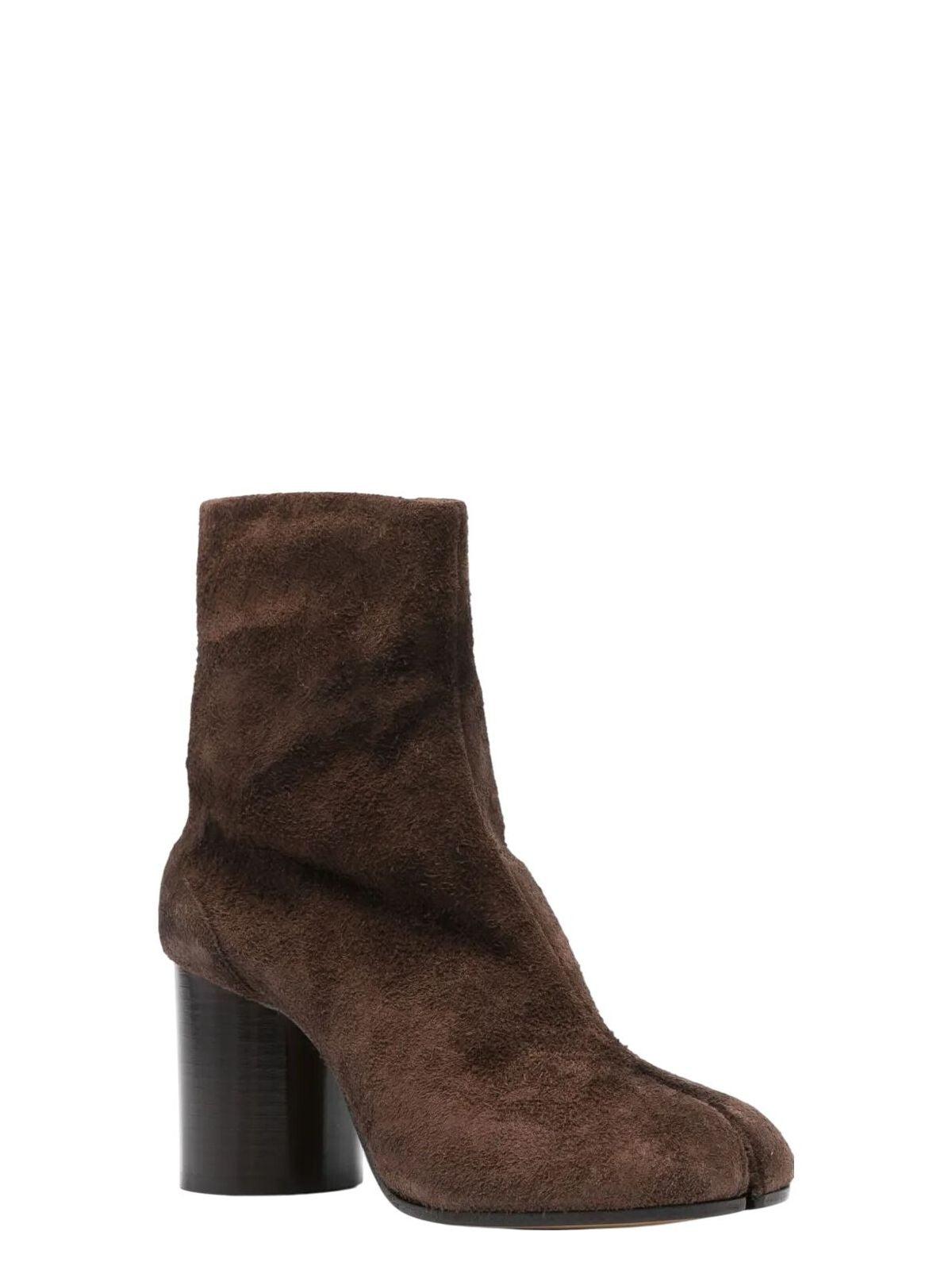 Maison Margiela Women's Tabi 80 Suede Ankle Boots in Brown