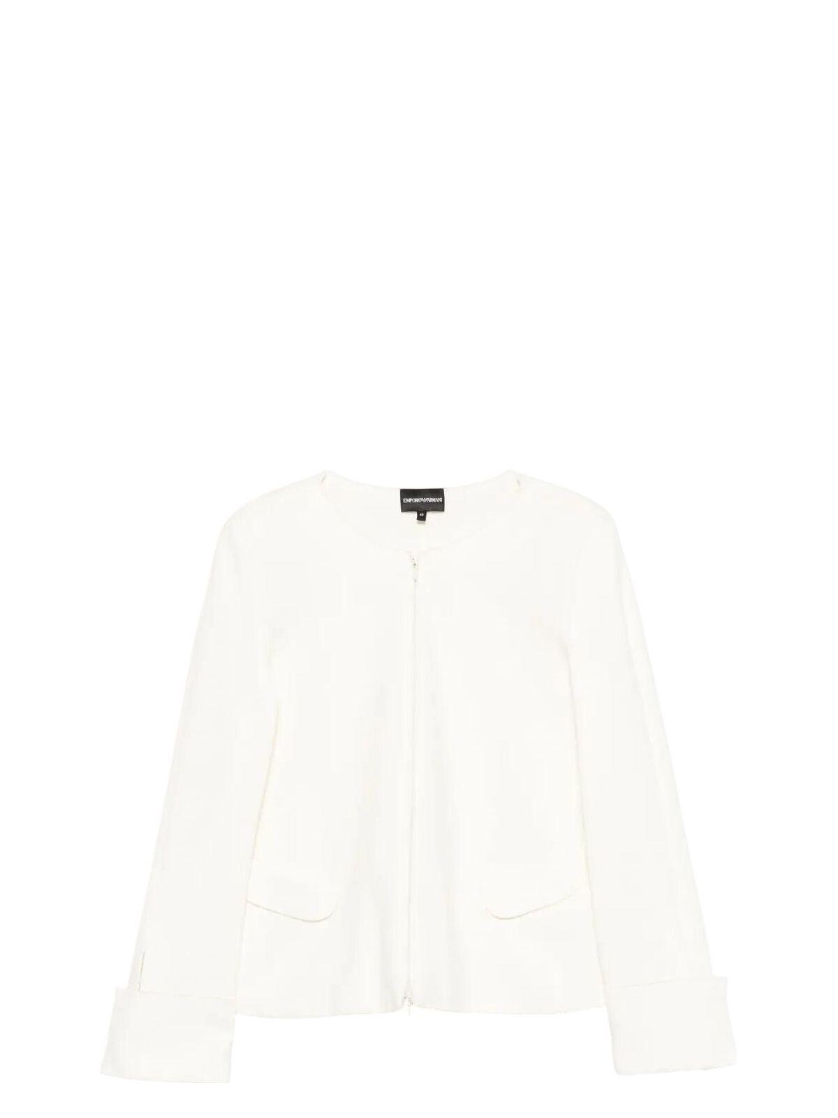 Emporio Armani Women's Cotton Blazer Jacket and Ribbed Jacket in White