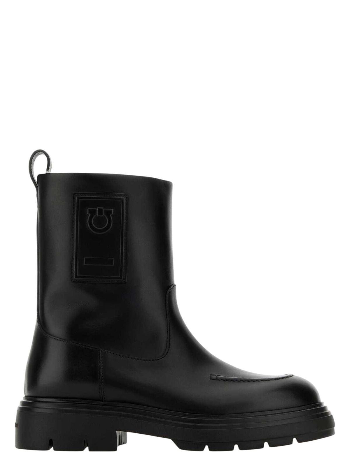 Ferragamo Black Leather Tirba Ankle Boots