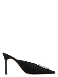 Amina Muaddi Camelia Mules in Black