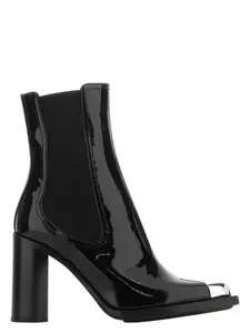 Alexander McQueen Black Leather Ankle Boots