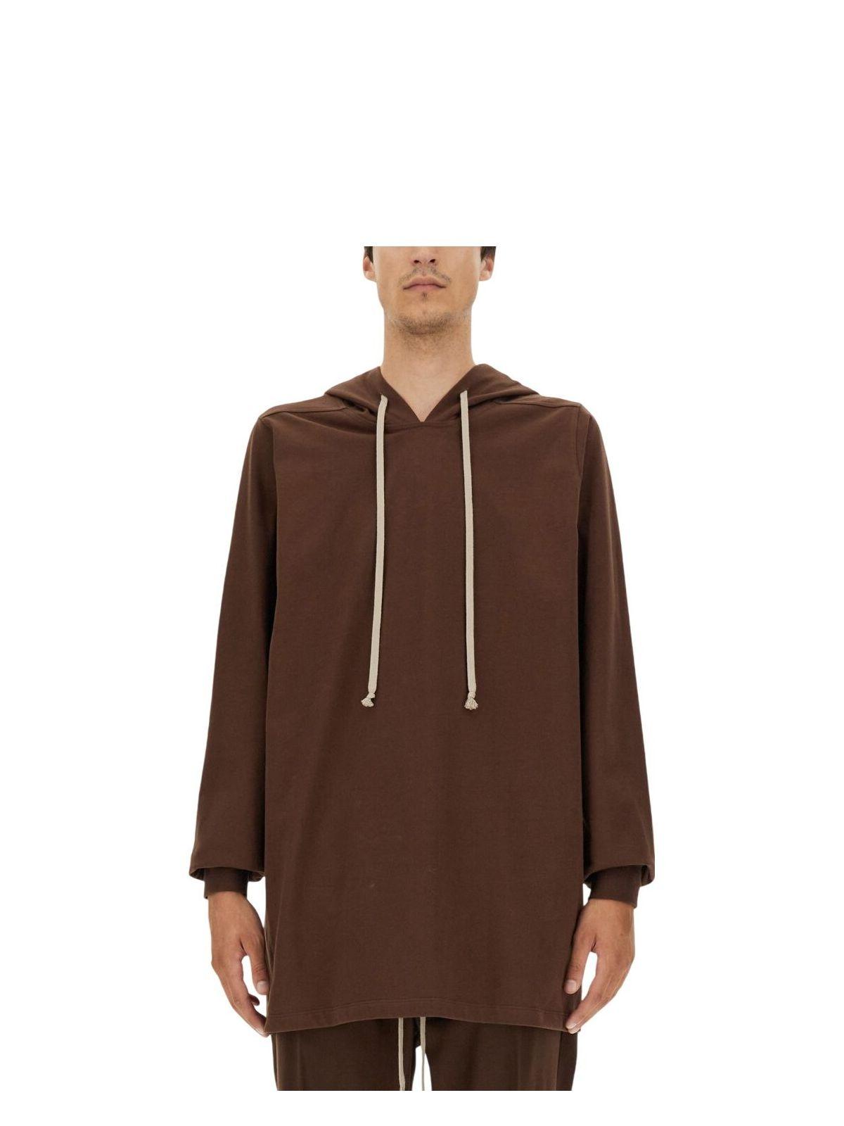 Rick Owens Men's Hooded T Shirt in Brown