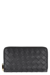 Bottega Veneta Women's Leather Zip-Around Wallet in Black