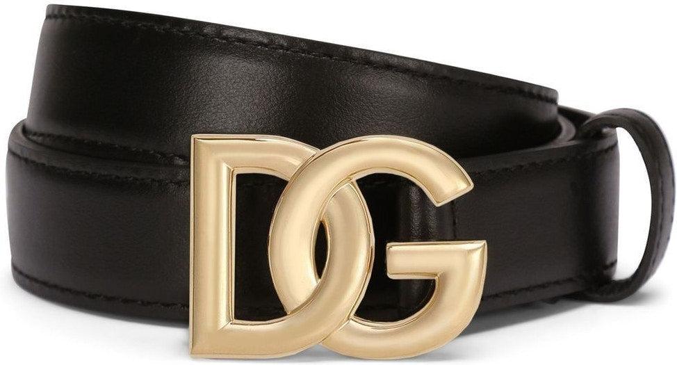 Dolce & Gabbana Women's Dg Logo Leather Belt in Black