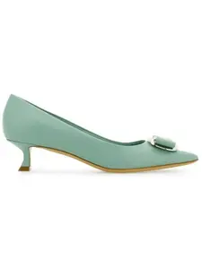 Ferragamo Women's New Vara Pointed Toe Pumps in Green