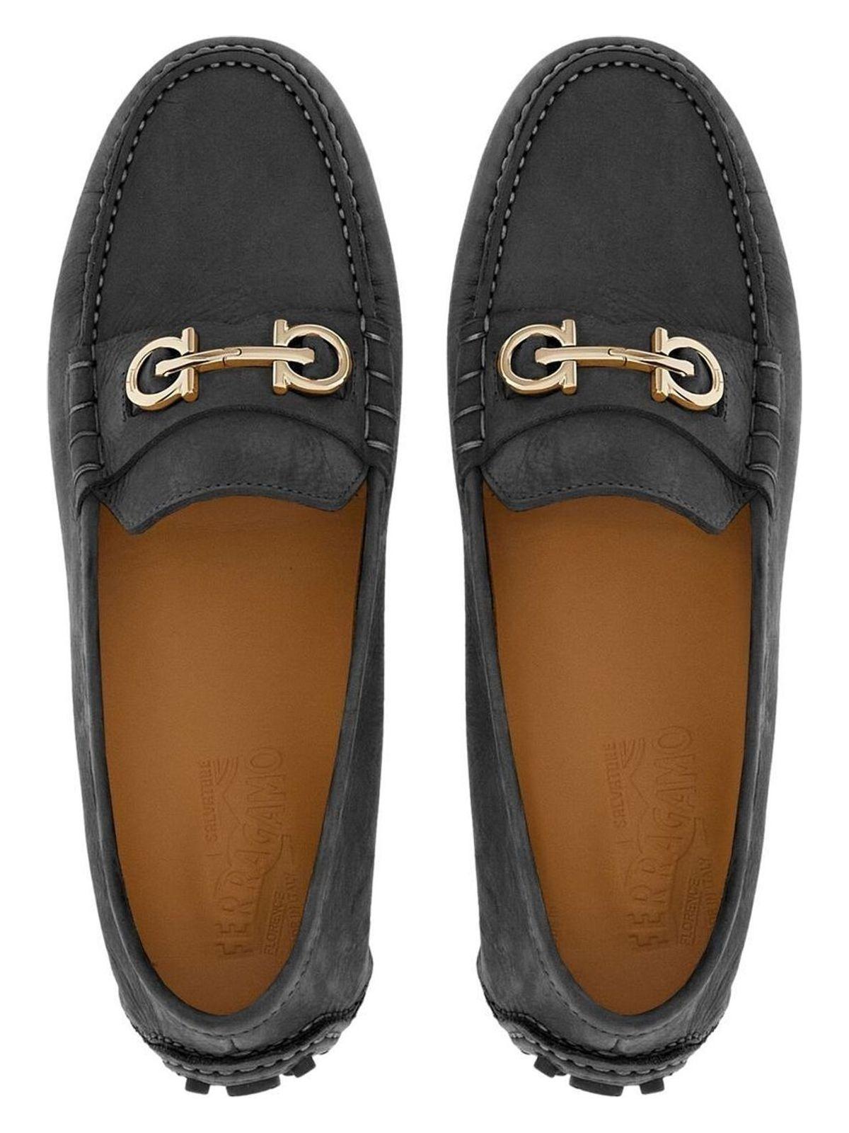 Ferragamo Women's Gancini Leather Loafers in Black