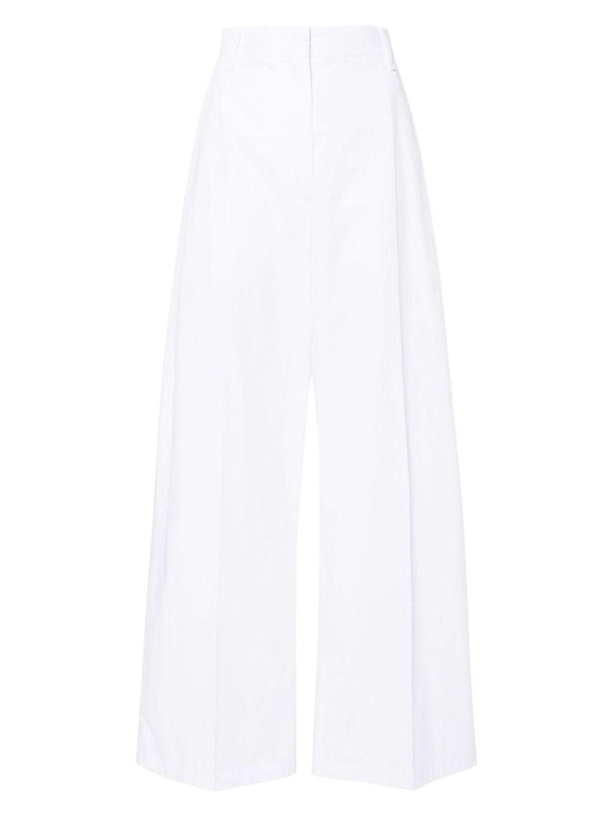 Max Mara Sportmax Women's Wide-Leg Cotton Trousers in White