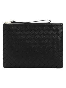 Bottega Veneta Women's Leather Flat Pouch in Black