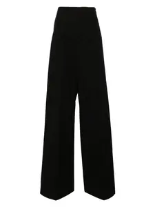 Max Mara Sportmax Women's Linen And Cotton Blend Trousers in Black