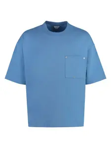 Bottega Veneta Men's Cotton Crew-Neck T-Shirt in Light Blue