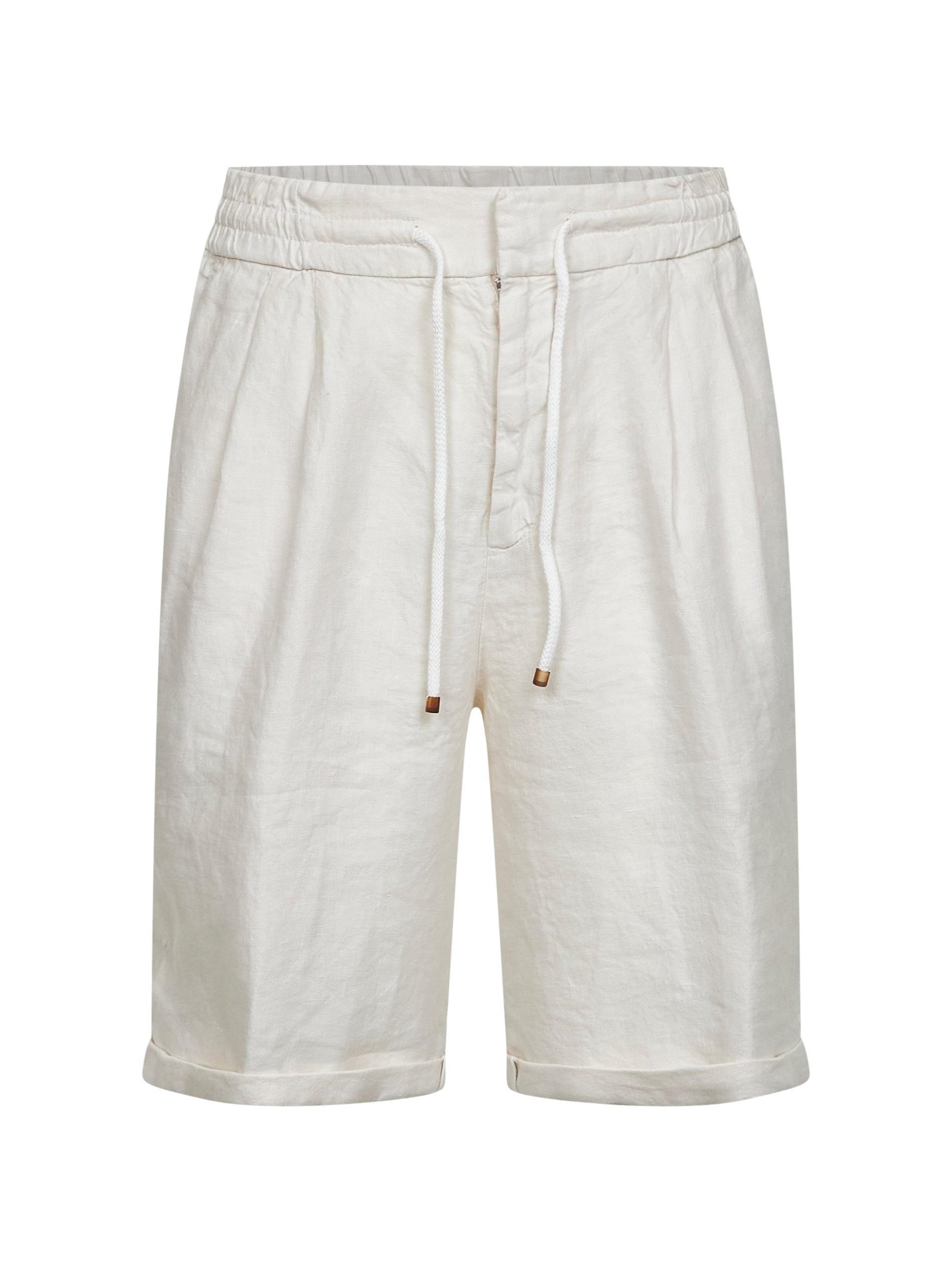 BRUNELLO CUCINELLI Ivory linen gabardine Bermuda shorts