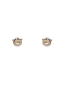 FERRAGAMO Gold Gancini Earrings with Rhinestones