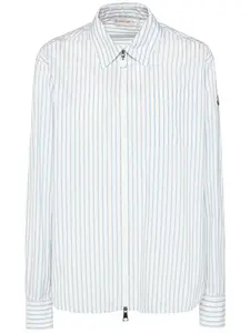 MONCLER Striped Nylon Hooded Zip-up Shirt Jacket