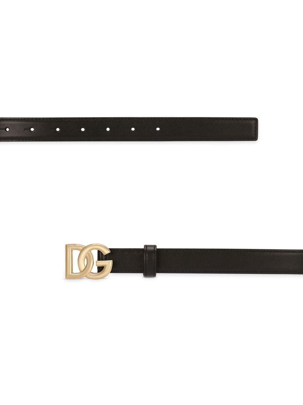 Dolce & Gabbana Women's Dg Logo Leather Belt in Black