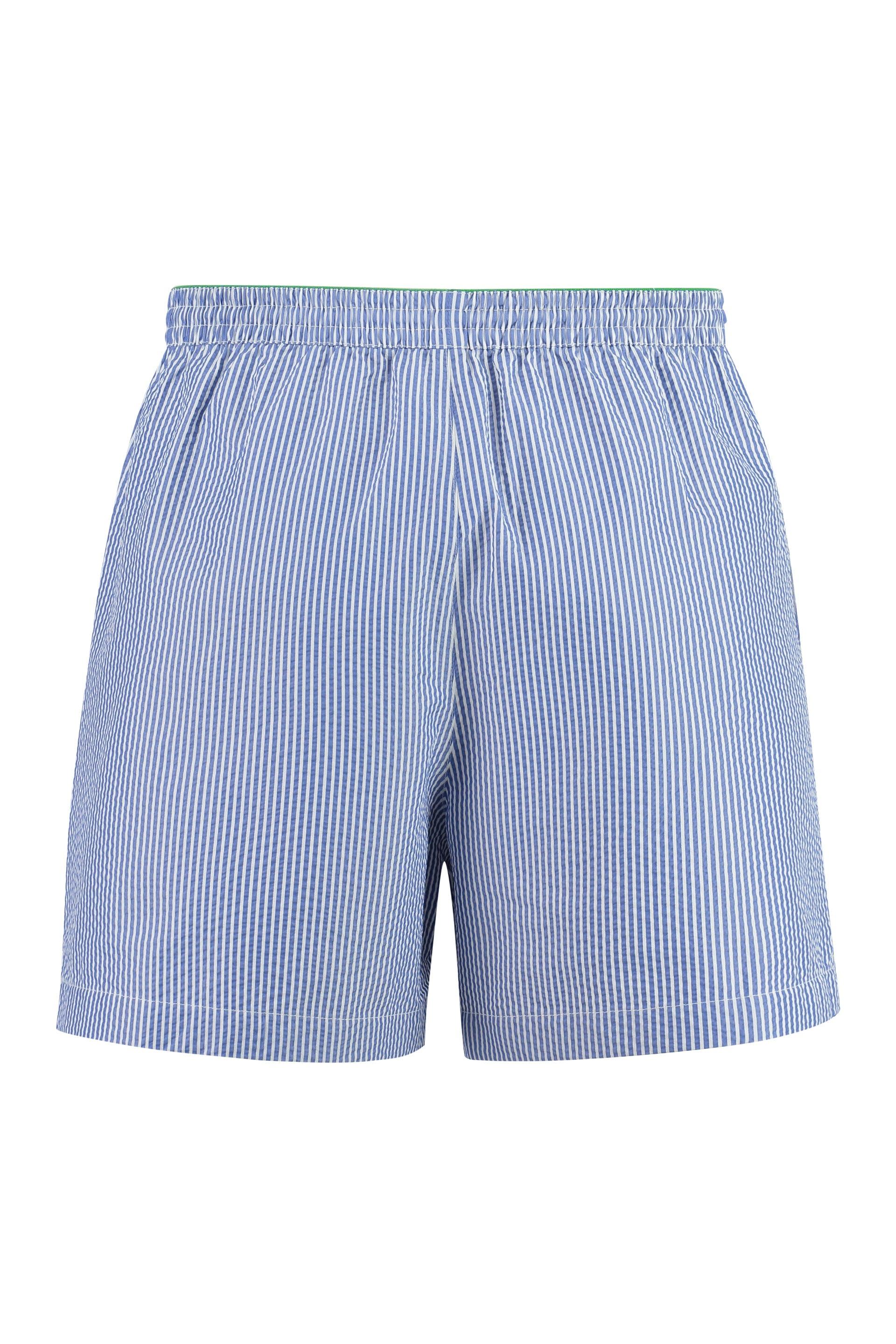 Bottega Veneta Men's Striped Swim Shorts in Blue
