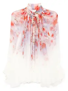 Zimmermann Women's Crush White Blouse With Flowers Shirt in Scarfloral