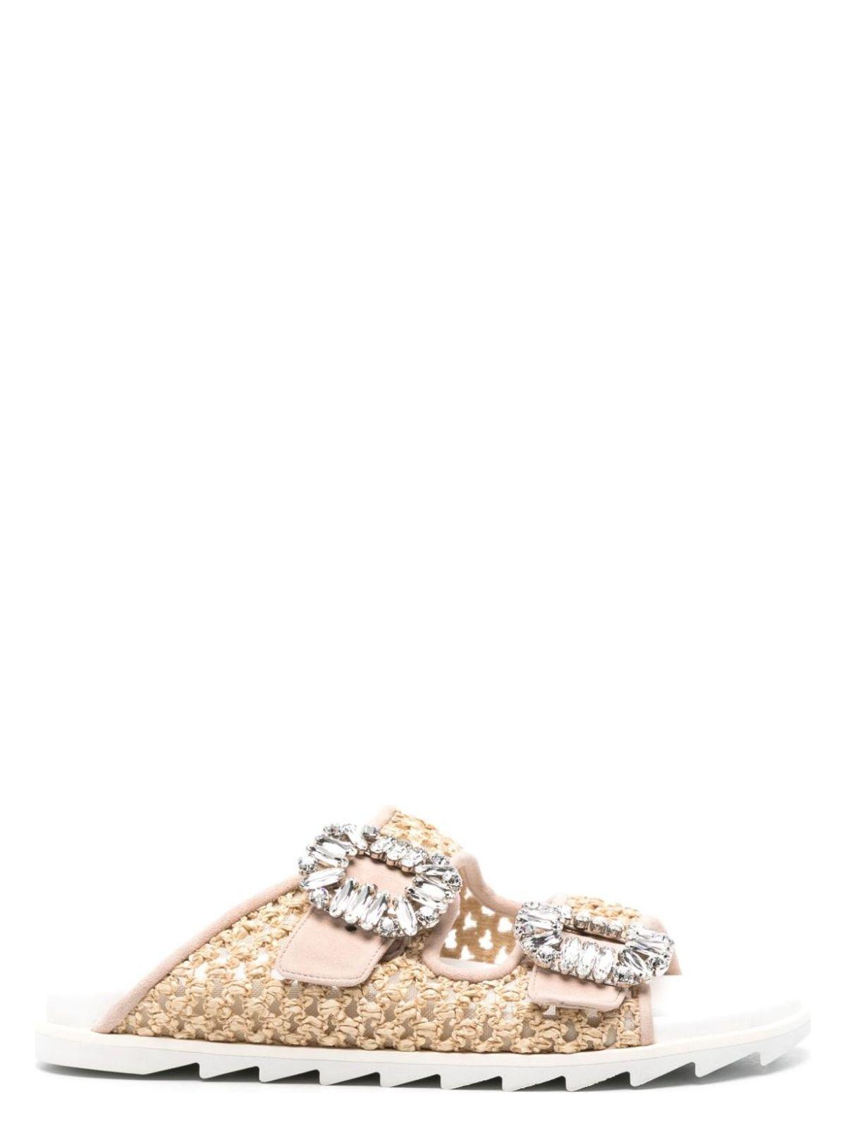 Roger Vivier Slidy Viv Raffia Sandals