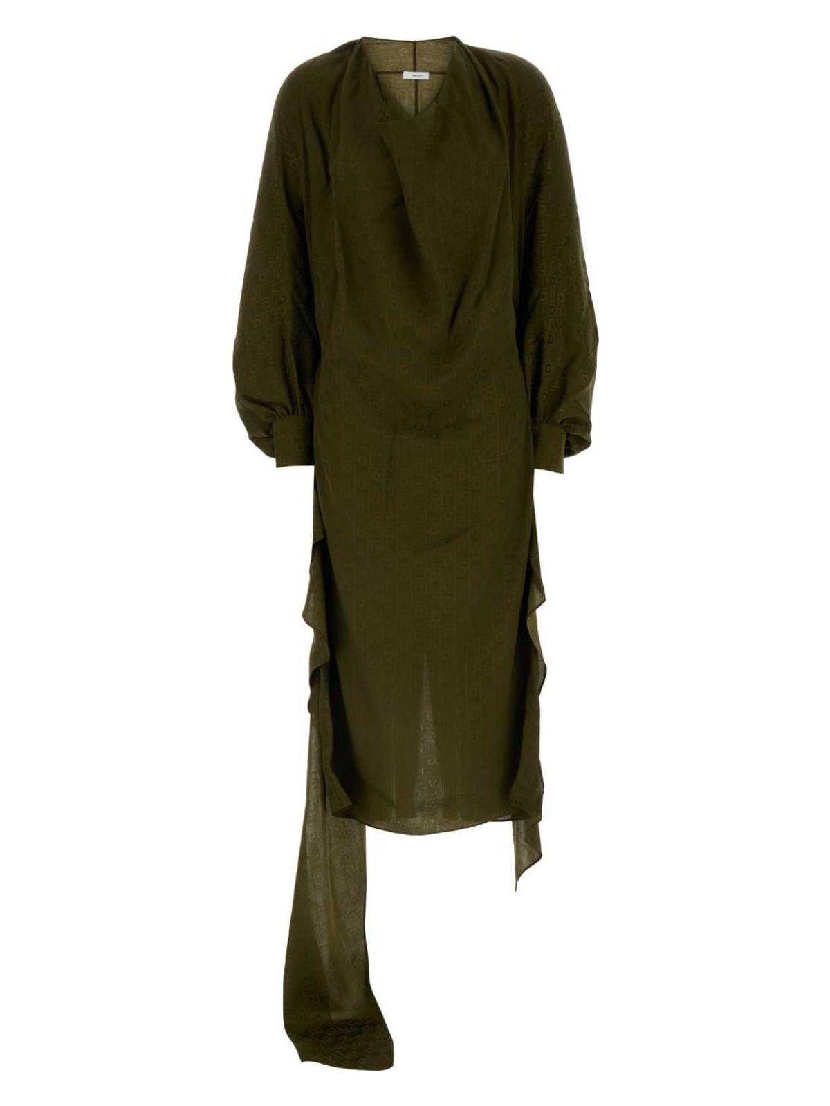 Ferragamo Olive Green Silk Dress