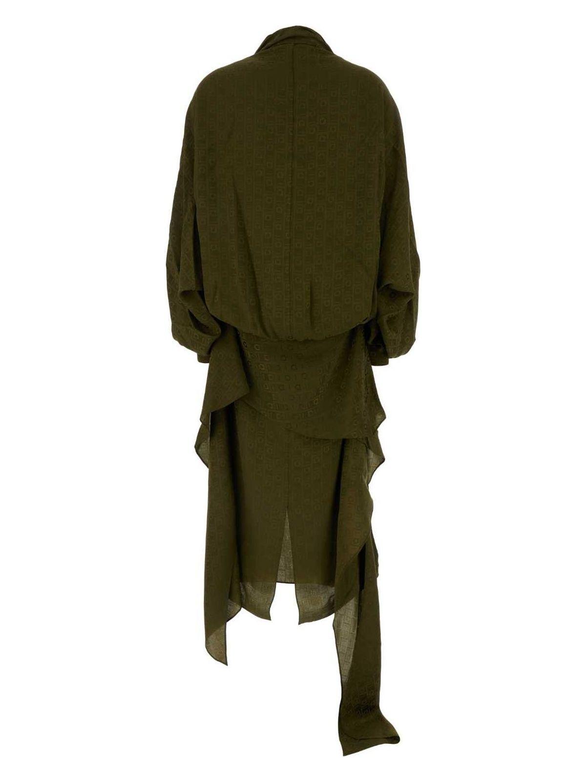 Ferragamo Olive Green Silk Dress