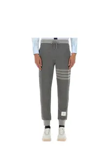 Thom Browne Men's Cotton and Silk Pants in Grey