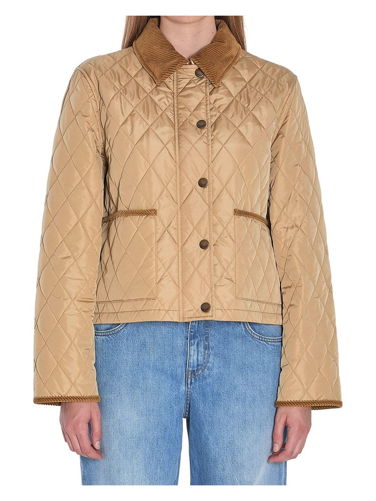 Burberry Cropped Quilted Jacket in Beige