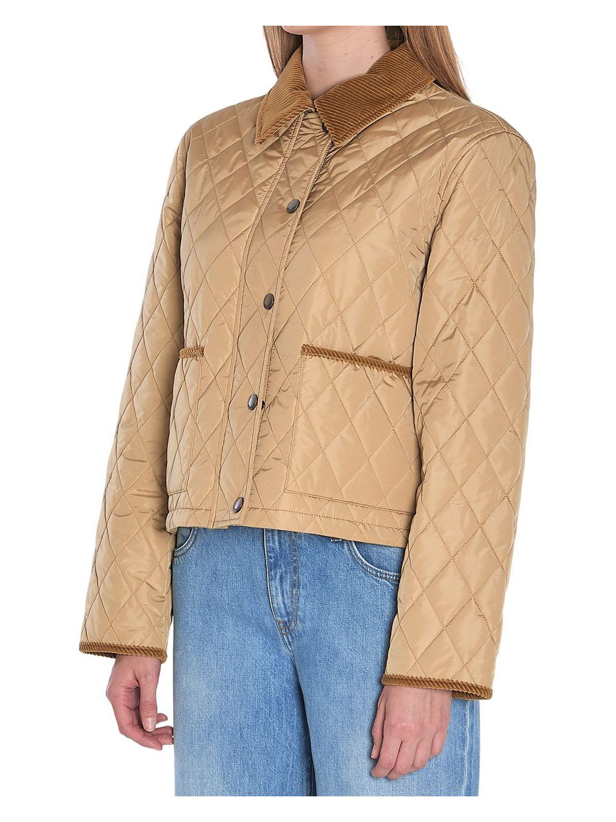 Burberry Cropped Quilted Jacket in Beige