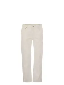 Brunello Cucinelli Women's Cotton 5-Pocket Trousers in White