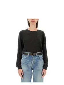 Saint Laurent Cashmere and Silk Sweater in Black