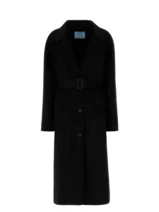 Prada Black Wool Blend Coat
