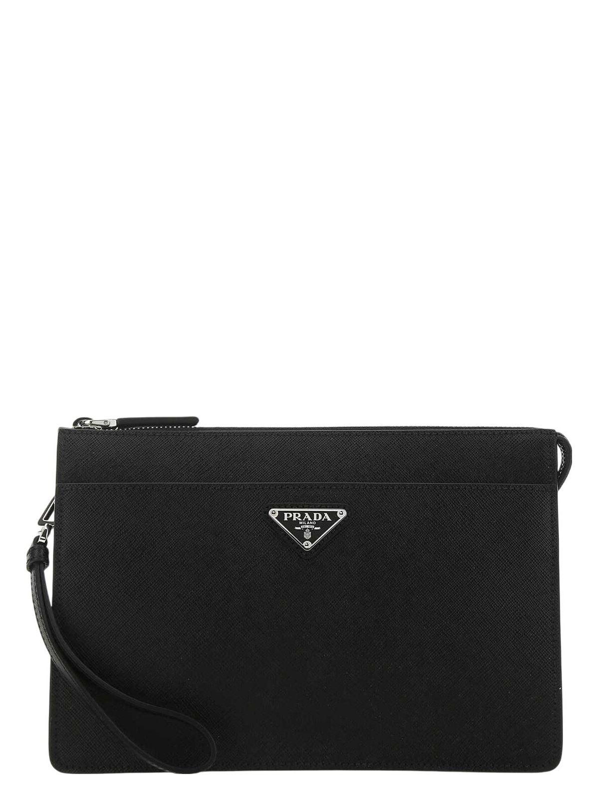 Prada Men's Leather Clutch in Black