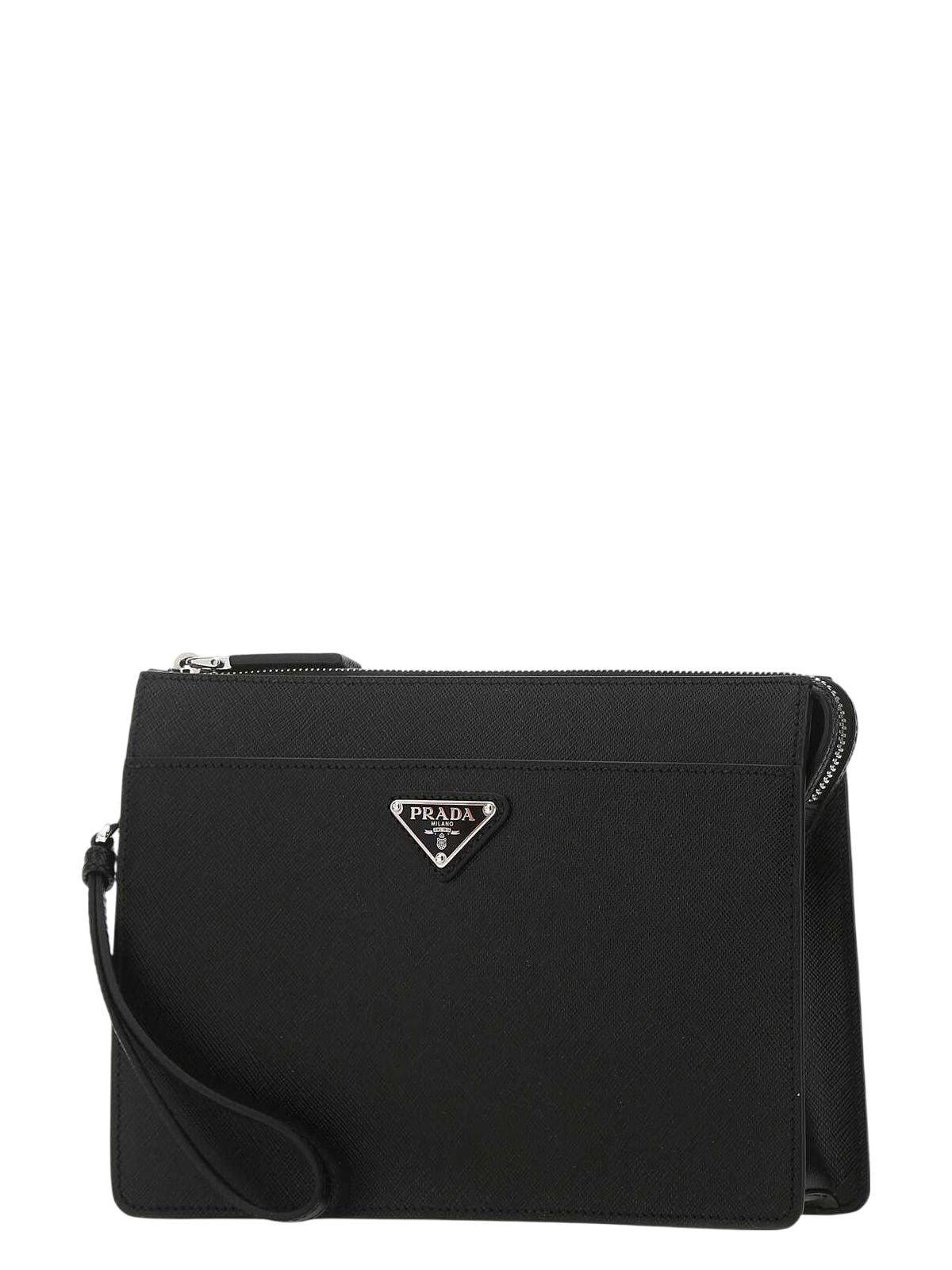 Prada Men's Leather Clutch in Black