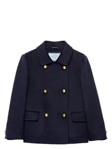 Prada Women's Midnight Wool Blend Coat in Blue