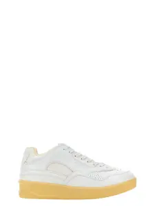 Jil Sander Women's Leather And Fabric Basket Sneakers in White