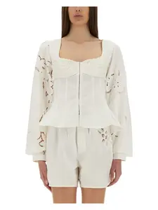 Marine Serre Women's Upcycled Linen Top in White