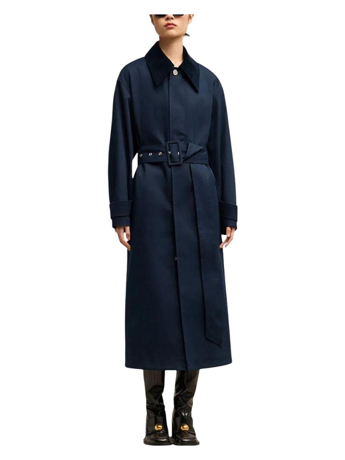 Ami Paris Waterproof Coat With Belt in Blue