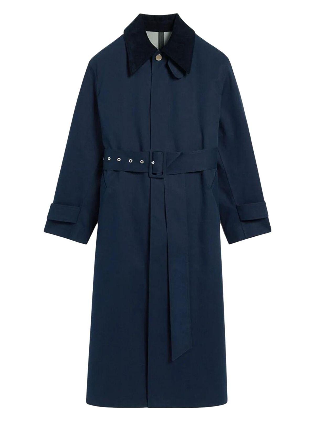 Ami Paris Waterproof Coat With Belt in Blue