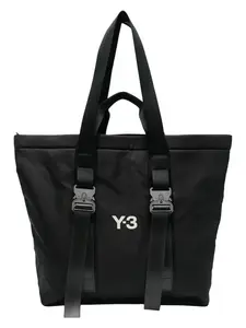 Y-3 Men's Logo-Print Nylon Shopper Bag in Black