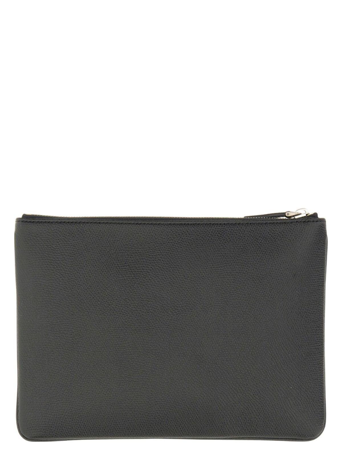 Valentino Garavani Men's Signature Vlogo Pouch in Garnet Calfskin