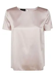 Emporio Armani Women's Silk Satin T-Shirt and Top in Pink