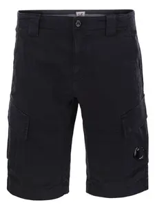 C.p. Company Men's Stretch Cotton Satin Cargo Shorts in Blue