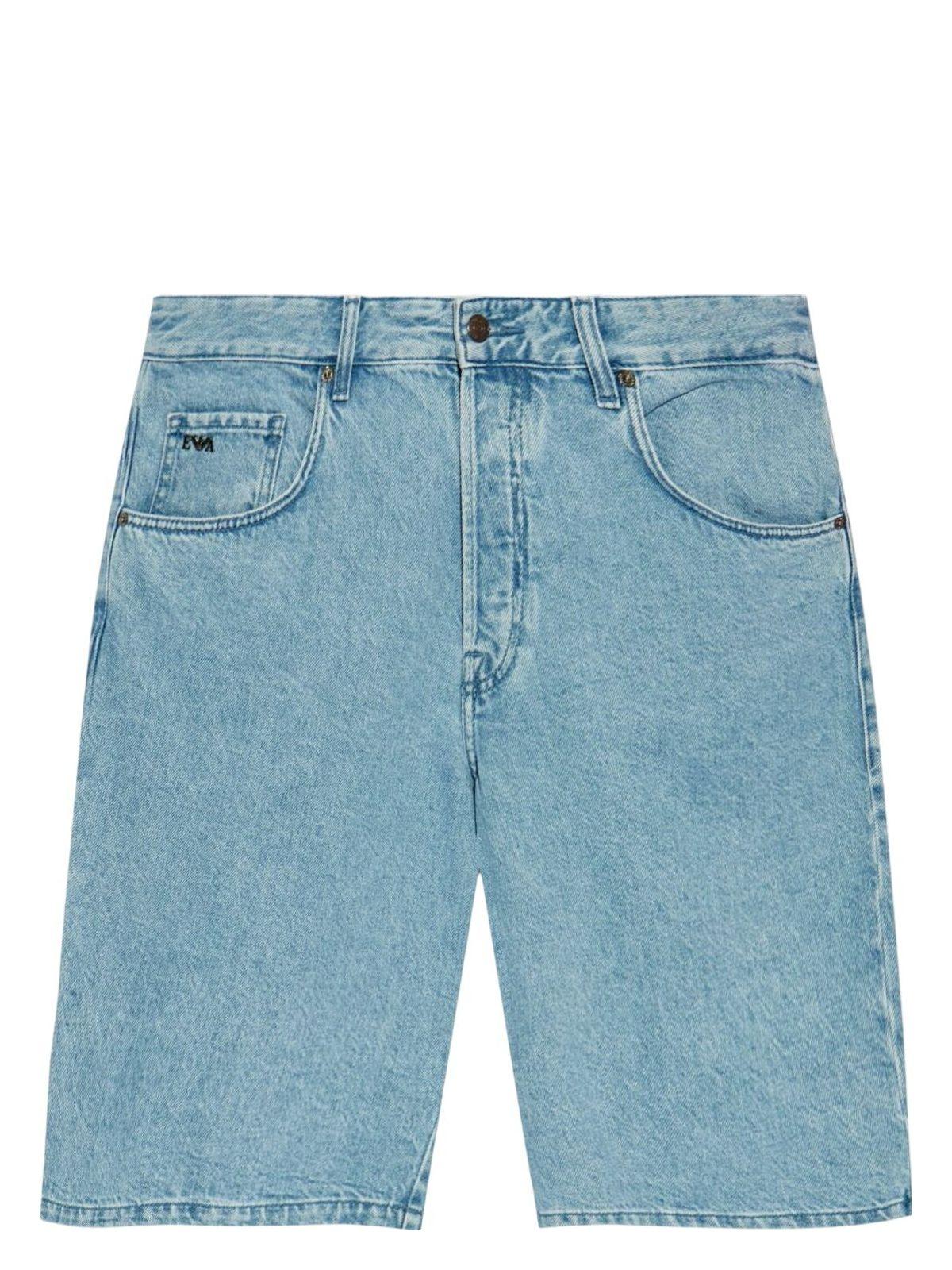 Emporio Armani Men's Denim Cotton Bermuda Trousers Shorts in Blue