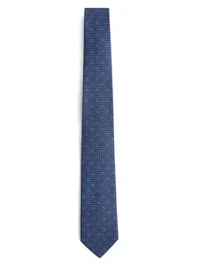 FERRAGAMO Blue Gancini Print Silk Tie