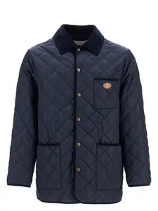 Valentino Garavani Men's Quilted Jacket With Vlogo in Blue