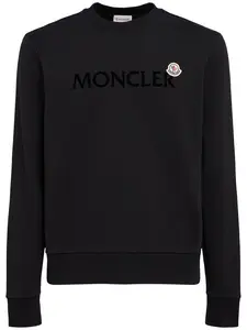 MONCLER Logo Cotton Fleece Crewneck Sweatshirt